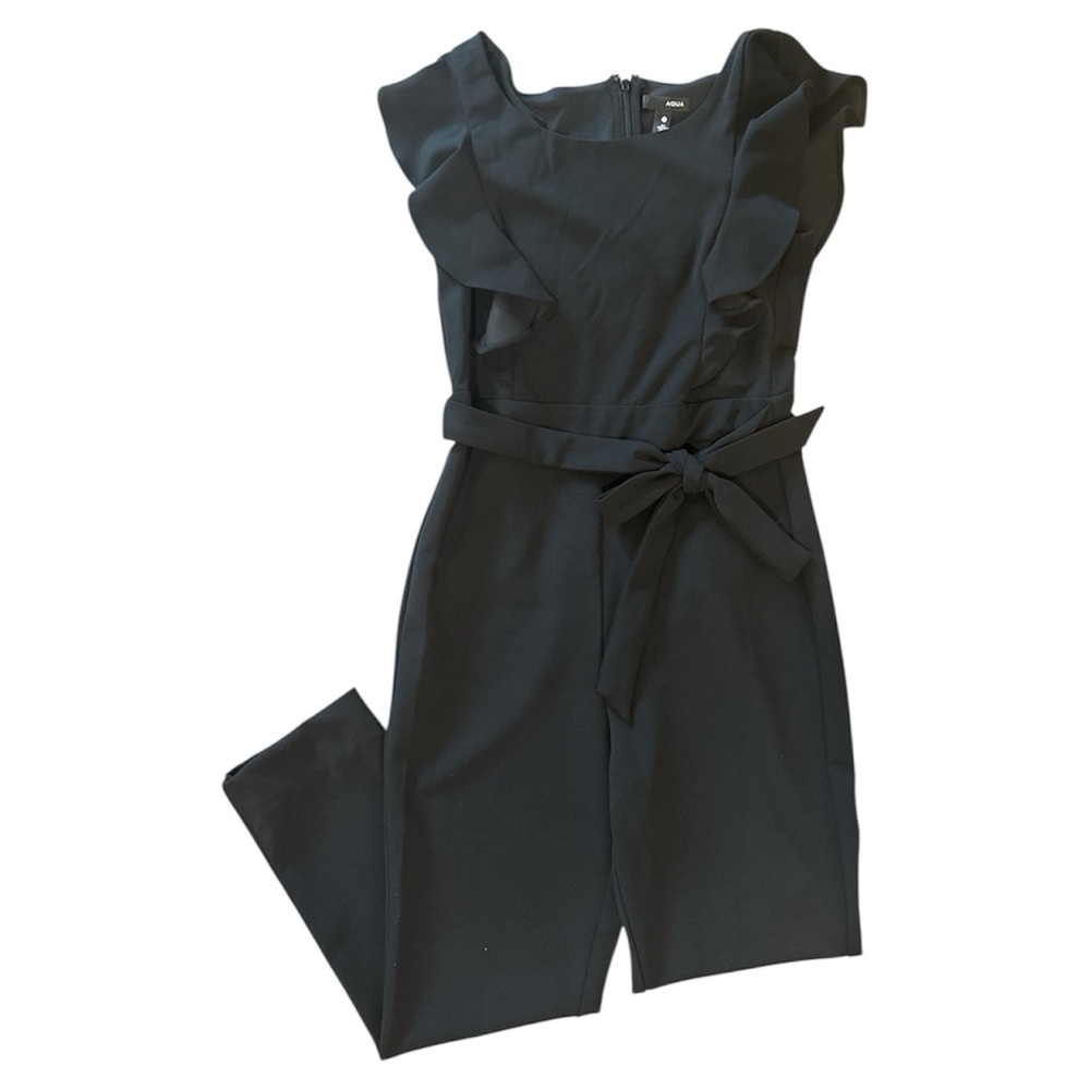 Aqua Black Ruffle Jumpsuit
